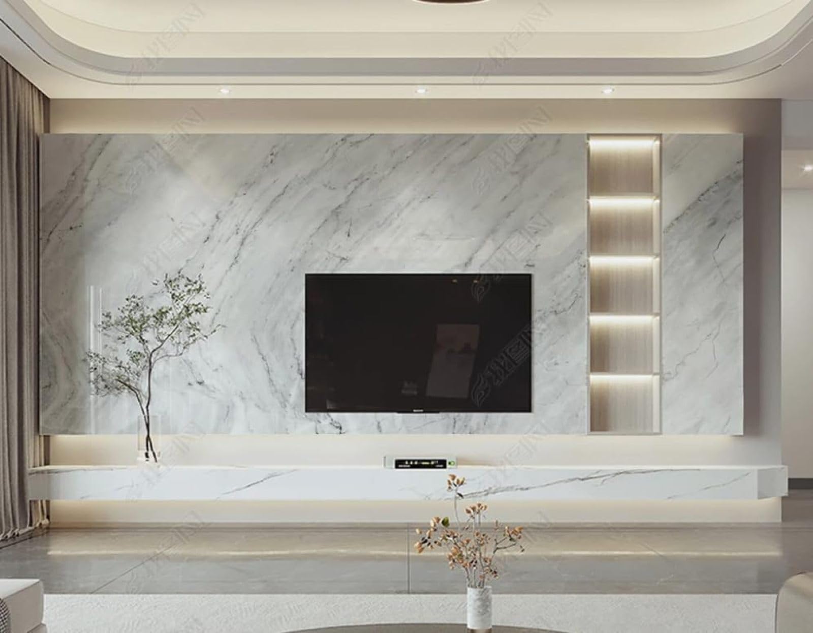 Tapisserie bureau et salon moderne papier peint 3D panoramique effet marbre 250x170