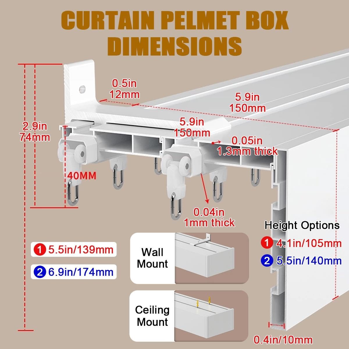 Boîte à cantonnière acoustique 3 en 1 avec tige à double rail – Solution de cinéma maison insonorisée, design mur/plafond, installation facile pour les intérieurs modernes