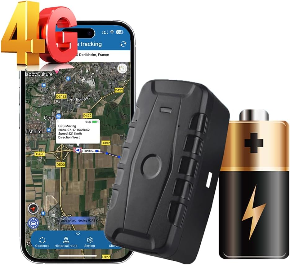 Winnes Big Battery GPS Tracker TK918C Wireless Strong Magnetic Car Tracker No Monthly Fee Anti-Lost Real-time Location Tracking with Smartphone,Computer, SMS 4G Global Monitor Tracker