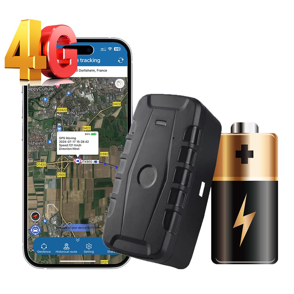 Winnes Big Battery GPS Tracker TK918C Wireless Strong Magnetic Car Tracker No Monthly Fee Anti-Lost Real-time Location Tracking with Smartphone,Computer, SMS 4G Global Monitor Tracker