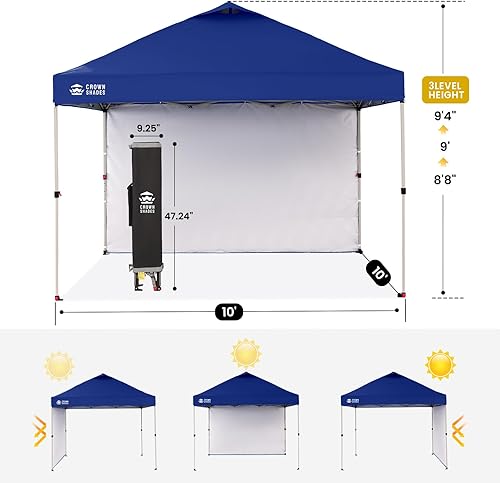 Miniatura 92 de CROWN SHADES - Toldo desplegable de 10 x 10 pies con 1 pared lateral, tienda de campaña de playa que se arma con solo presionar un botón, glorieta