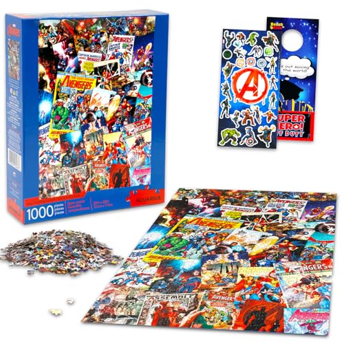Avengers Jigsaw Puzzle Activity Set - Bundle with 1000 Piece Marvel Comics Jigsaw Plus Stickers, More | Avengers Puzzle for Adults, Teens