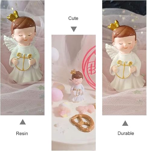 Miniatura 9 de ABOOFAN Decoración de pastel de ángel de resina con alas de ángel, adorno en miniatura para decoración de tartas, figuras de ángeles, estatua de