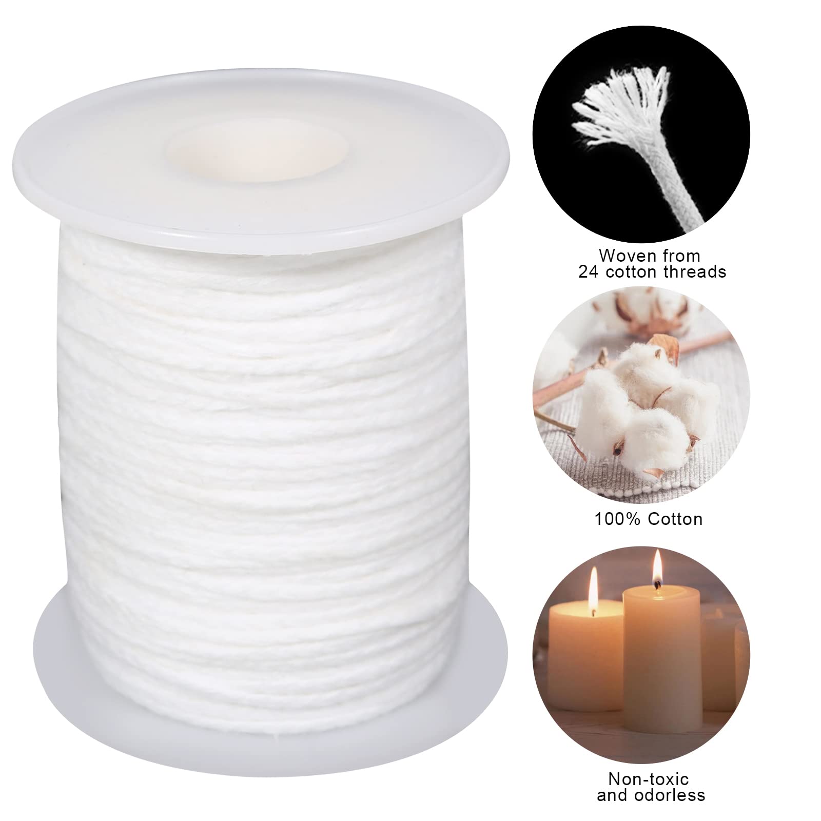 Stoppini Per Candele - 61m Cotone Cerato, Per Candele Fai Da Te, Lampade A Olio