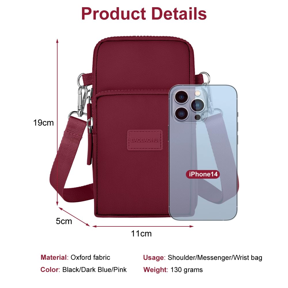 Aucuu Borsa a Tracolla da Donna in Nylon, Mini Borsa a Tracolla con Cinghie Regolabili Staccabili, Fascia da Braccio per Cellulare con Porta Cuffie per Cellulari Sotto i 7"