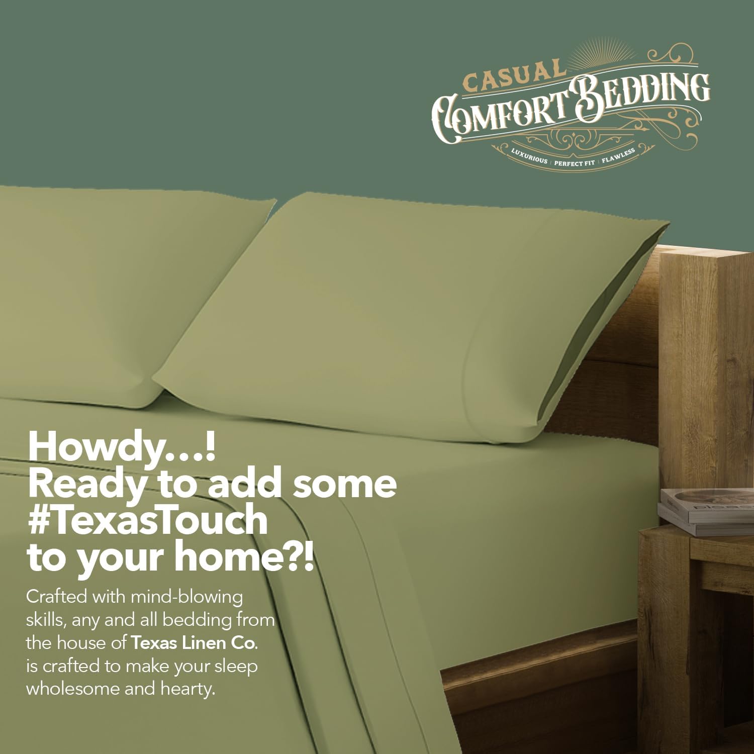 TEXAS LINEN CO. 100% Organic Cotton Standard Pillow Cases Set of 2 - Soft Queen/Standard Pillow Cases, Authentic GOTS Certified, Crisp, Cooling Percale Weave Cotton Pillowcases - Sage Green - Image 8