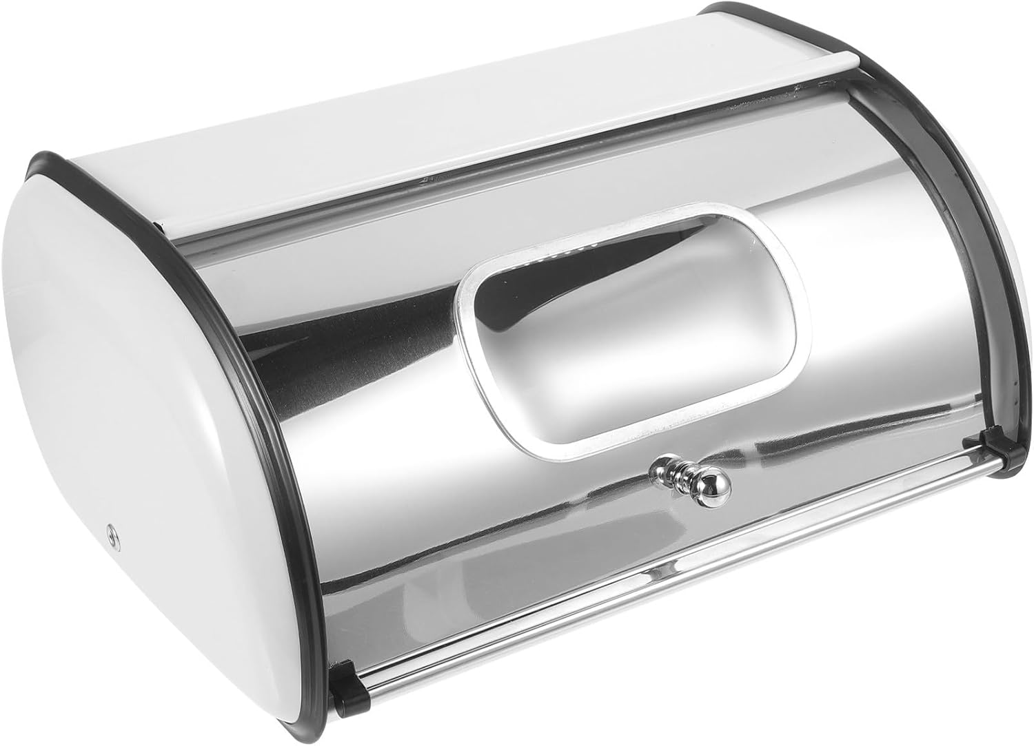 TOYANDONA Stainless Steel Bread Box with Window Kitchen Countertop Bread Holder White Mirror Finish for Household Use