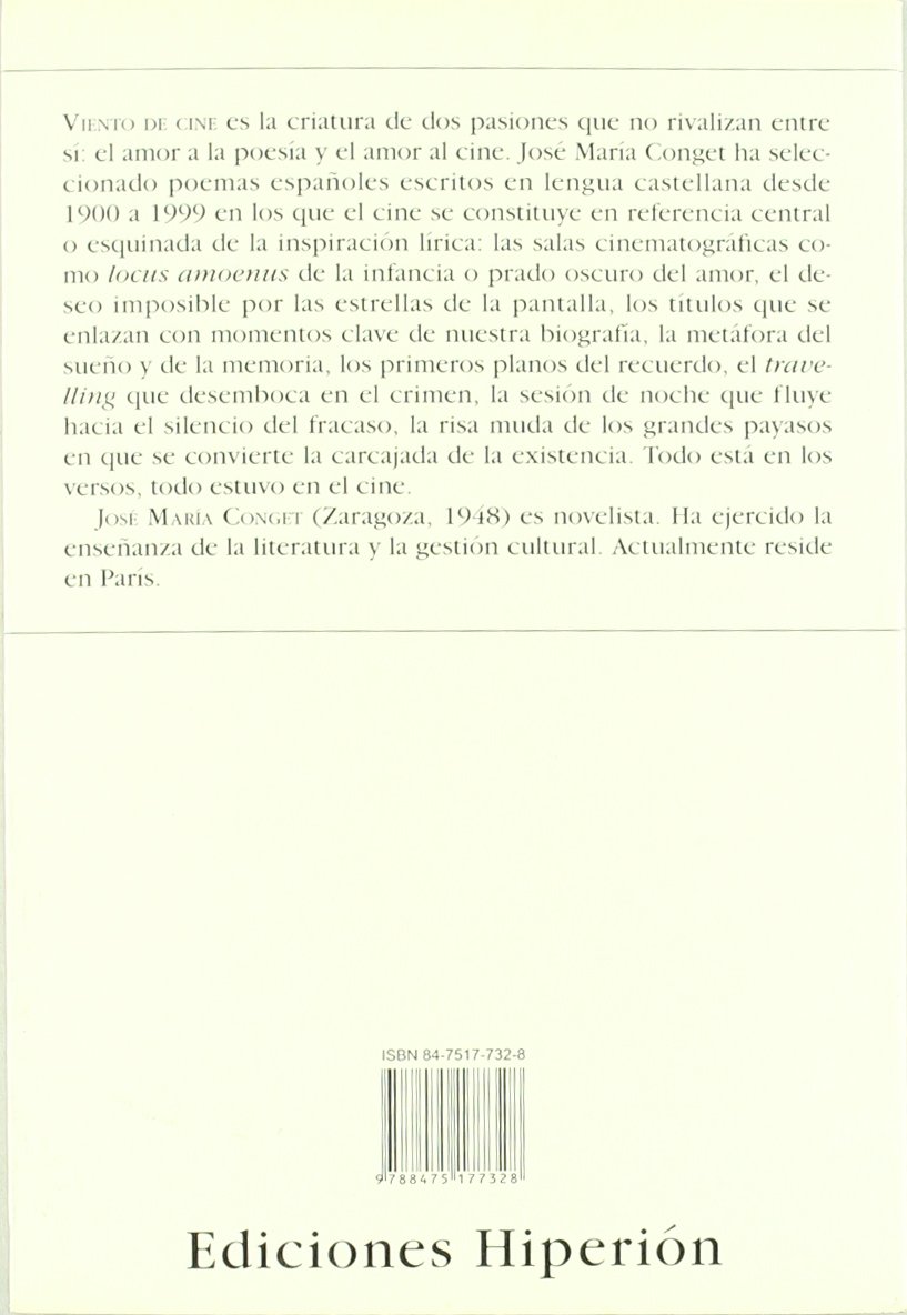 Viento de cine: el cine en la poesía española de expresión castellana (1900-1999) (Poesía Hiperión)