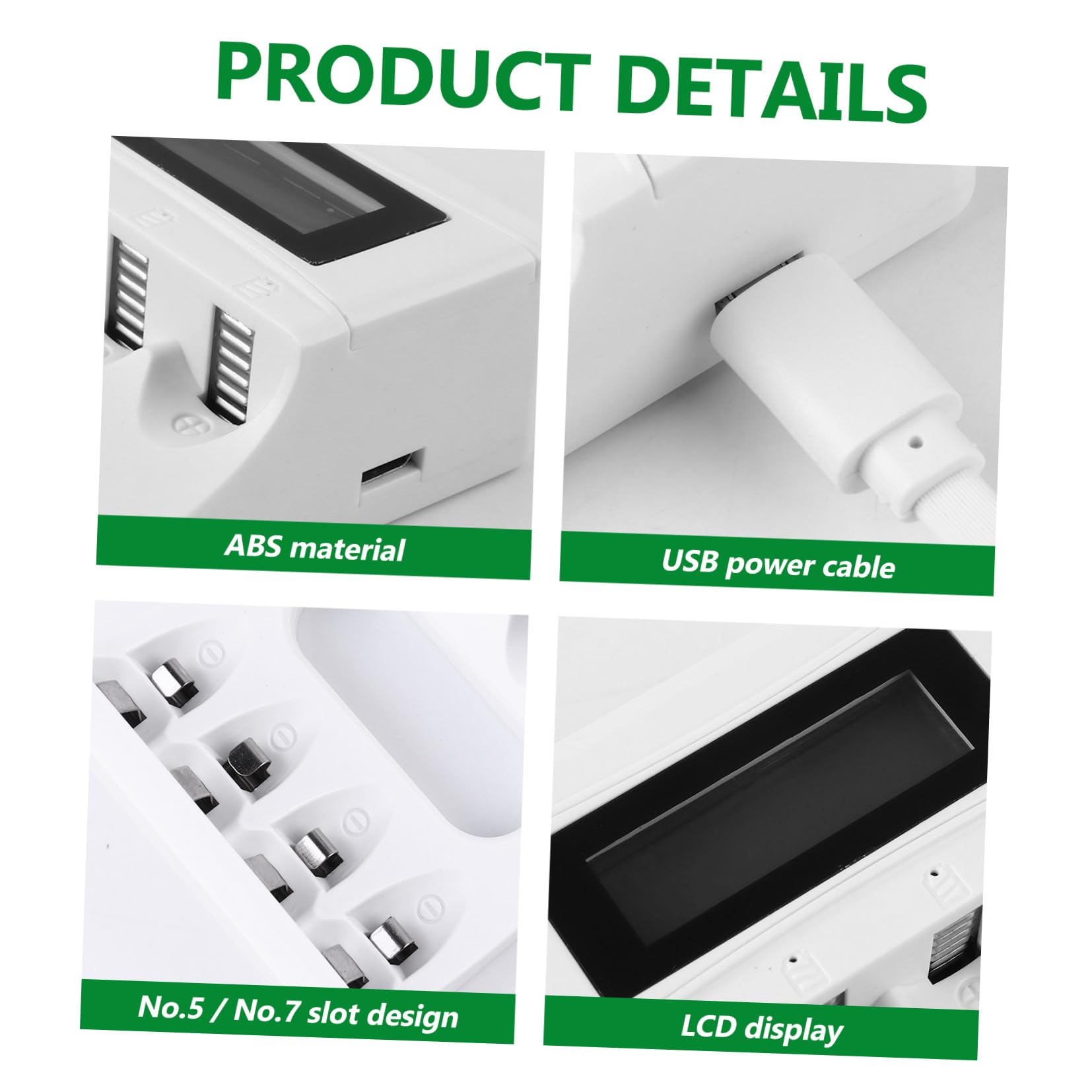 HEMOTON 3piezas Cargador De Batería LCD Inteligente Ranuras y Pantalla Carga USB para Baterías Recargables AA AAA Protección De Sobrecarga y Temperatura