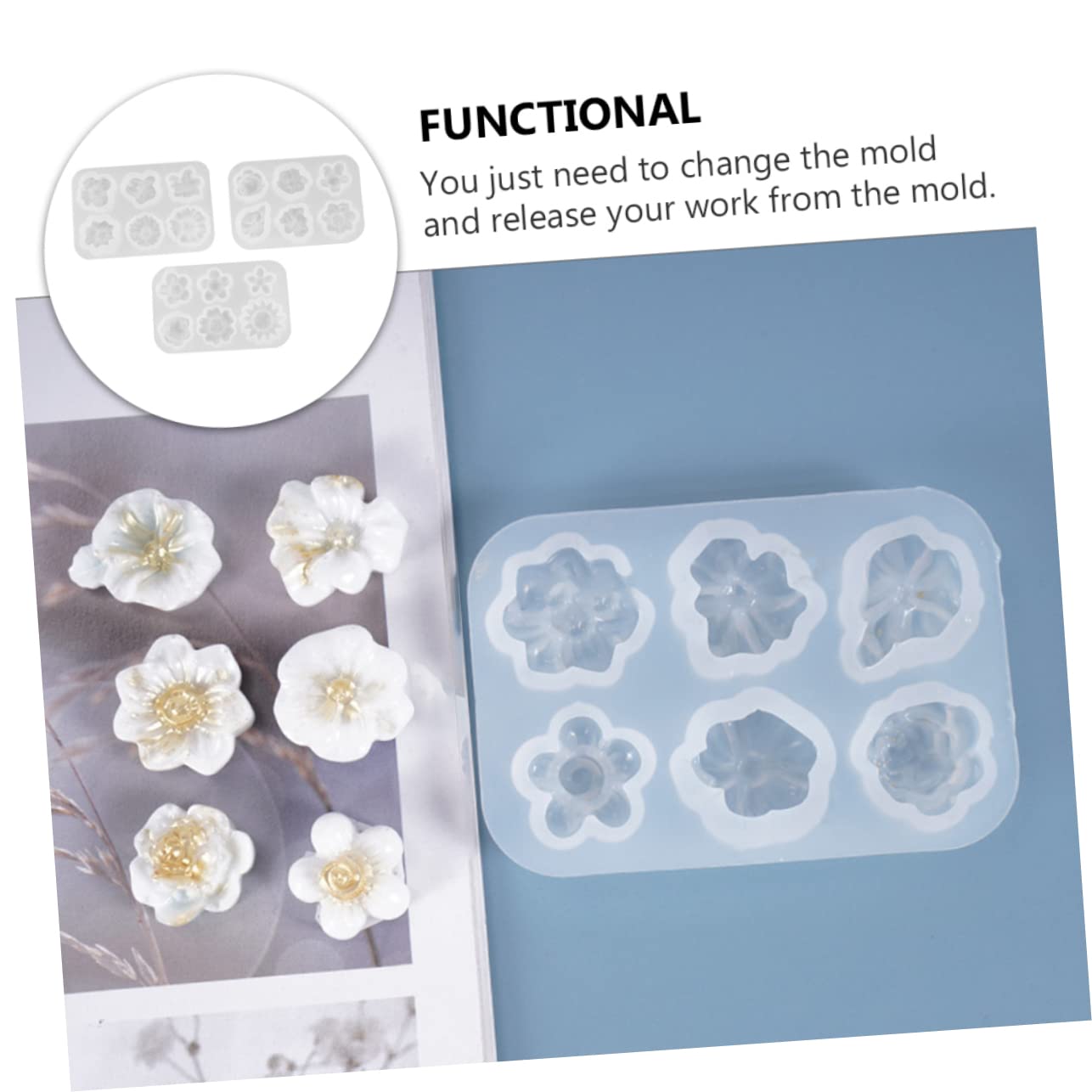 STOBOK 9piezas Moldes De Silicona Para Flores De Molde De Resina Epóxica Decoración Floral Para Fiestas y Manualidades