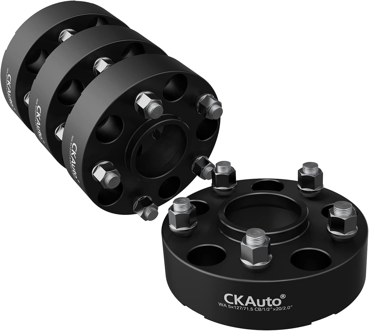 CKAuto 5x5 Wheel Spacers Hub Centric, 2.00" 5x127mm Wheel Spacers, 71.5mm Center Bore 4 Pack with 1/2" Studs