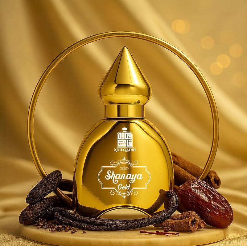 Adilqadri Shanaya Gold Gourmand Fragrance Attar for Men and Women 10ml Roll on | Alcohol-Free Arabic Perfume | Warm Vanilla, Spicy & Floral Notes