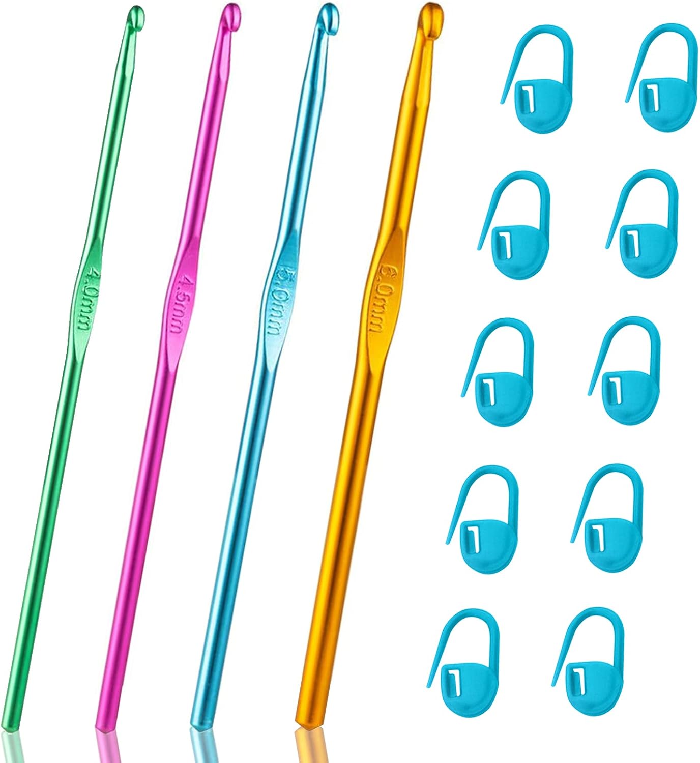 OWill 14pcs Crochet Hooks Set(4mm 4.5mm 5mm 6mm), Color Aluminum