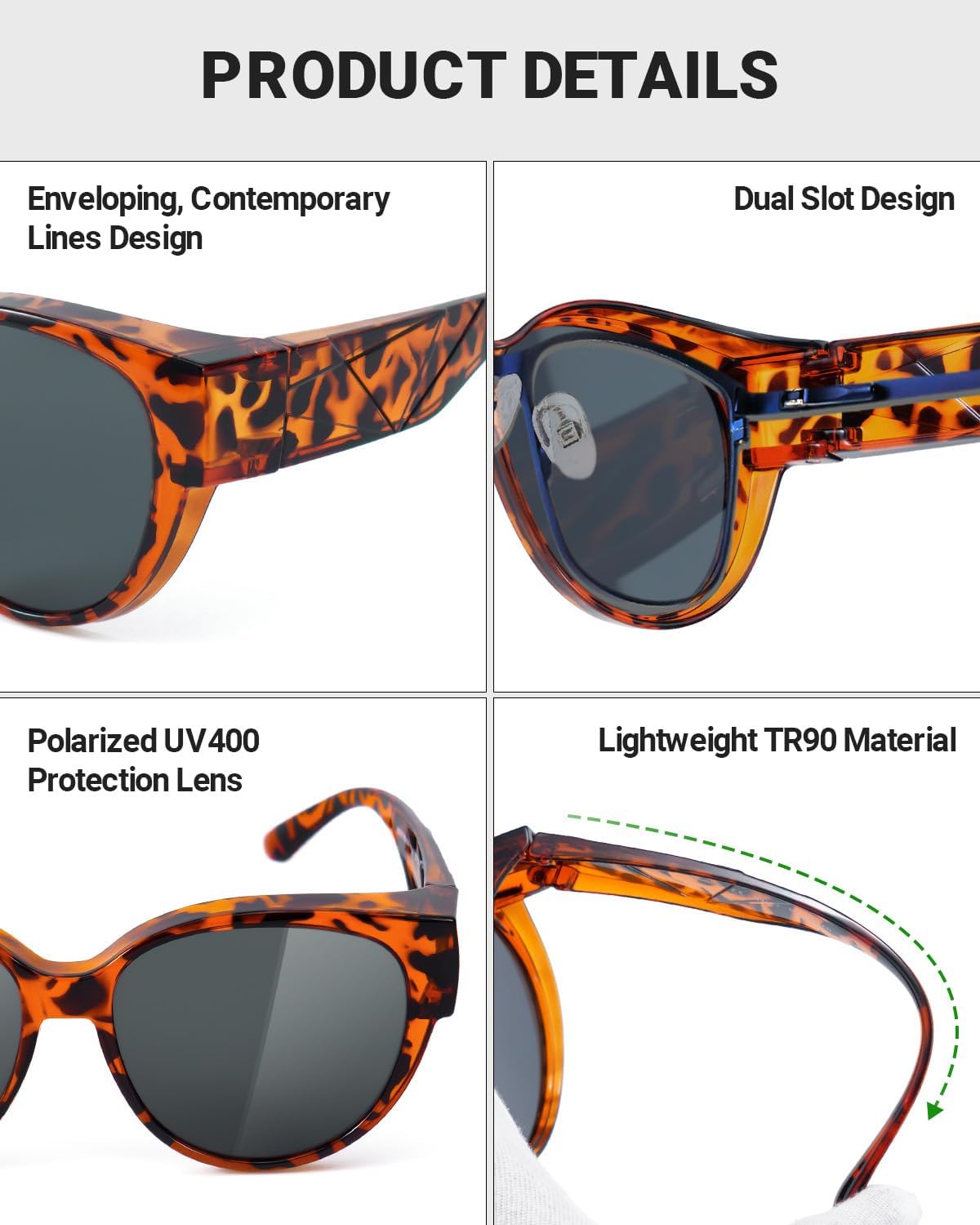 Meeloog Over Glasses Sunglasses for Women Polarized Stylish Oversized Fit-over Sunglasses Go Over Glass for Driving ST0189