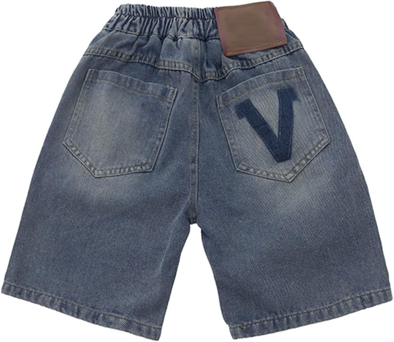 Boys Cargo Jeans Elastic Waist Pull On Baggy Y2K Boys Denim Shorts Camping Hiking Preppy Hiking Activewear with Pockets