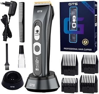 GTS Professional Rechargeable Hair Clipper with Base, Grey - GTS-6619