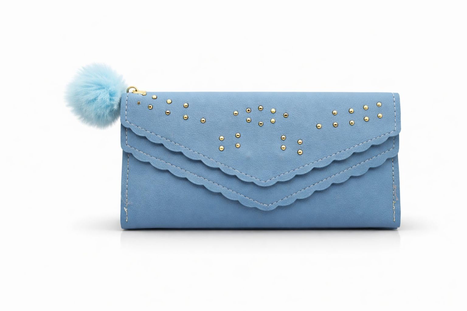 Women’s Wallet Clutch with Pom Pom Charm – Stylish PU Leather Long Wallet for Ladies, Multi Card Holder Purse with Cash & Phone Compartment, Slim Designer Hand Wallet for Party & Daily Use (Blue)-image-39
