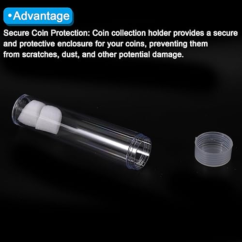 Miniatura 4 de PATIKIL Tubos redondos para monedas, paquete de 20 tubos de almacenamiento de monedas con tapa de rosca, contenedores de plástico para monedas de
