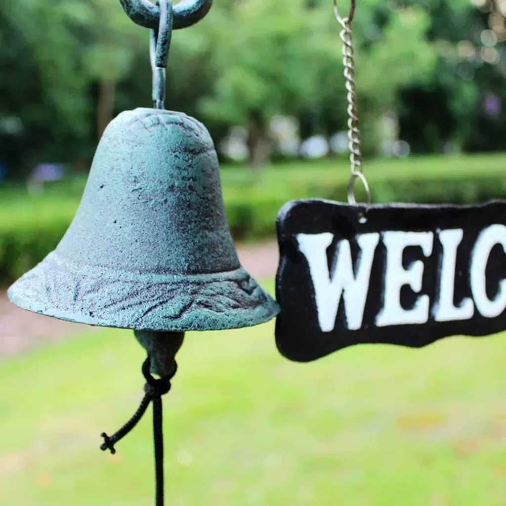 Cast Iron Wild Bird Welcome Dinner Bell with Decorative Garden Wall Mounted Doorbell and Bell Sound Hanging from The Door in Rural Areas