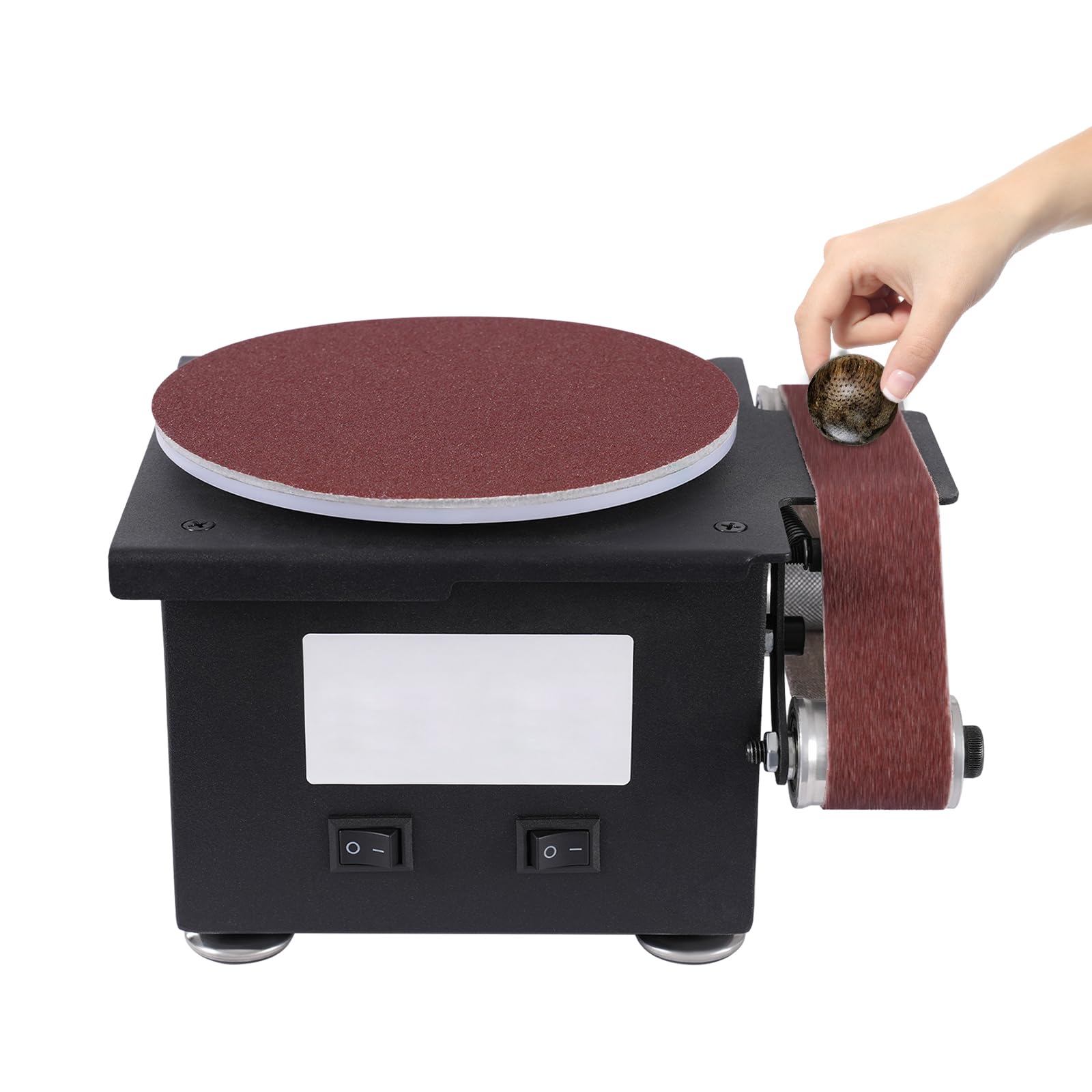 Mini banda y lijadora de disco 3 en 1, 100 W, 7 velocidades variables, afilador de bordes eléctrico, disco de lijado de 150 mm, cinturón de arena, 30 x 380 mm, lijadora de husillo para acero