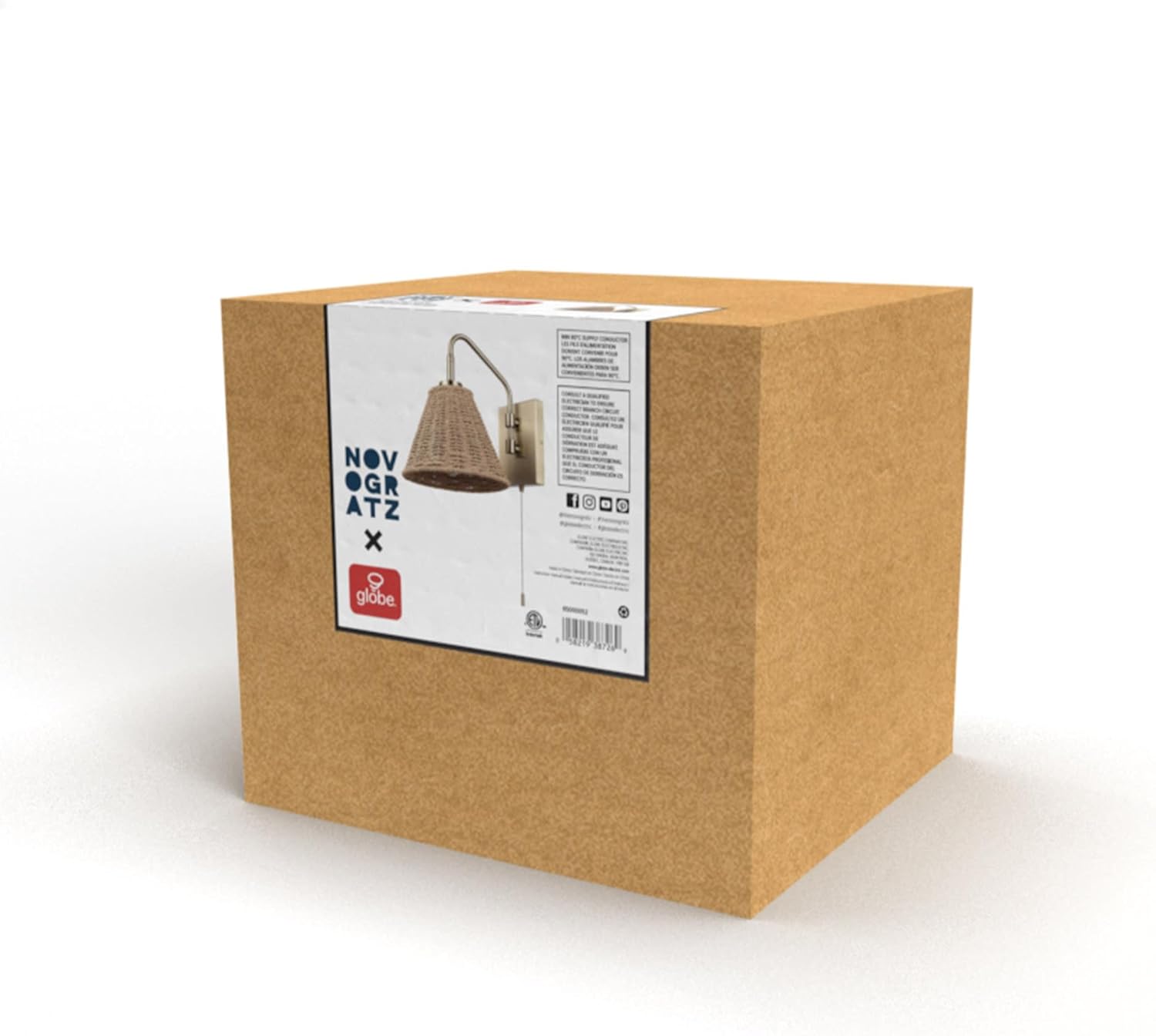 Globe Electric 91006589 Etienne 11" Tall Wall Sconce with Rattan Shade - Matte Brass