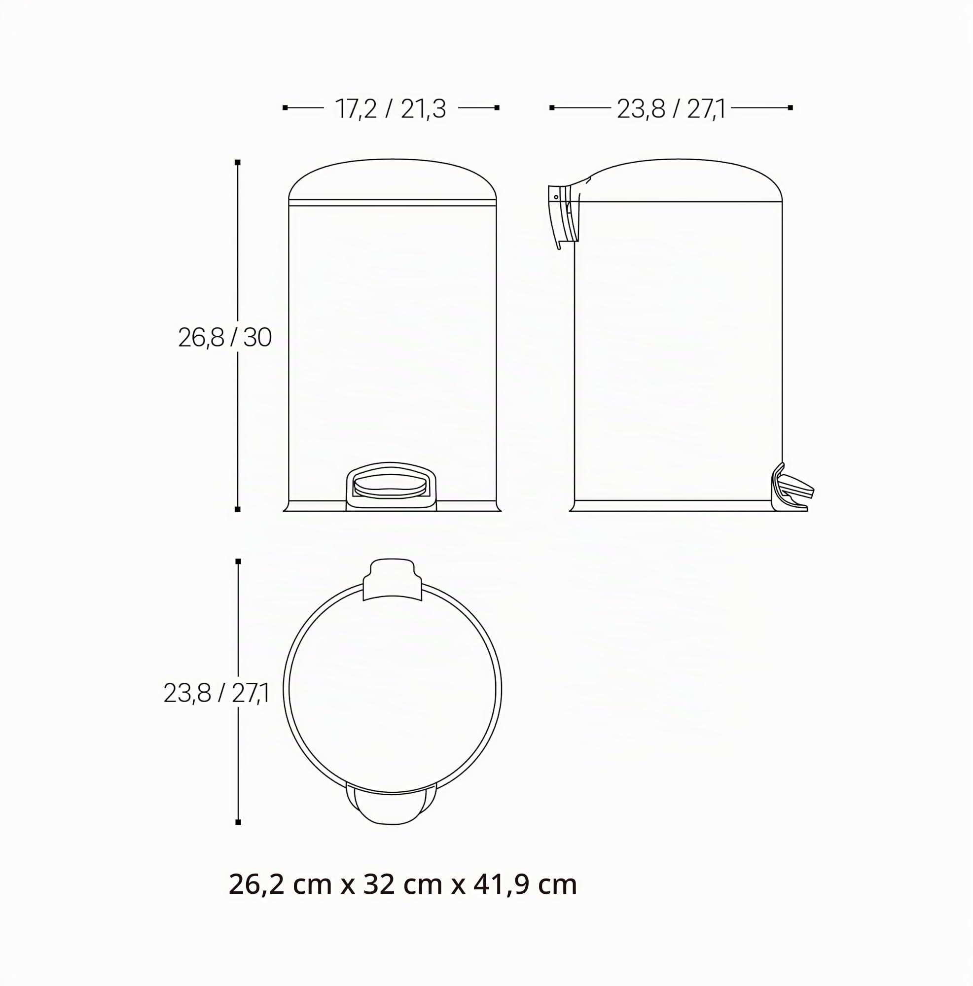 COSMIC Essentials Papelera de Baño y Cocina con Sistema de Pedal de Diseño Circular y 3L de Capacidad. Cubo de Basura con Tapa Pequeño para Aseo de Color Negro Mate