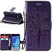 J1 2016 Case, Galaxy Amp 2 Case, Galaxy Express 3 Case, Harryshell(TM) Cave Tree Cat Wallet Flip Leather Case Cover with Card Slot & Wrist Strap for Samsung Galaxy J1 2016 / Amp 2 / Express 3 Purple