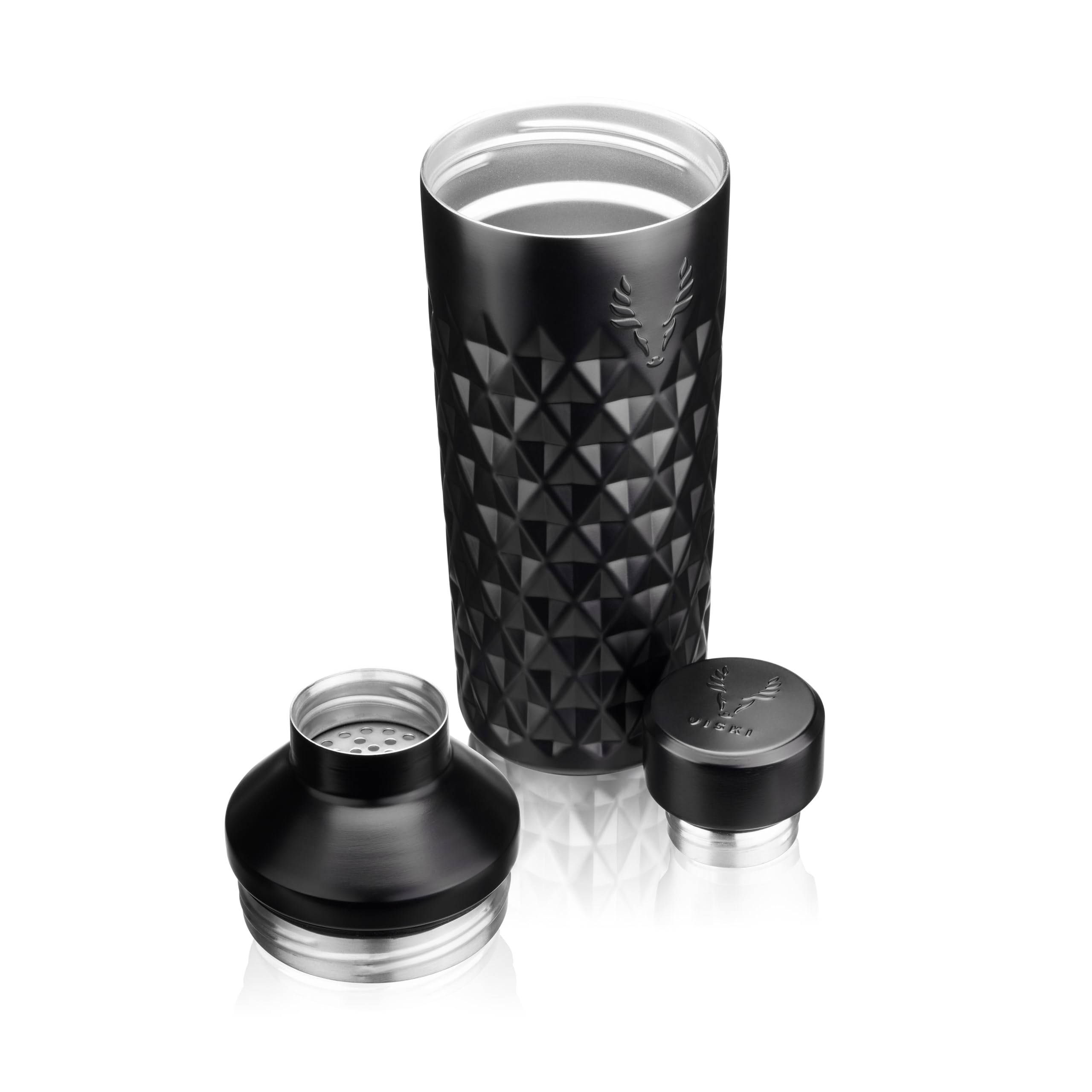 Viski Paragon Shaker à cocktail isotherme à double paroi en acier inoxydable avec passoire intégrée, parfait pour martini, mojito, margarita et autres cocktails, 652 g, obsidienne