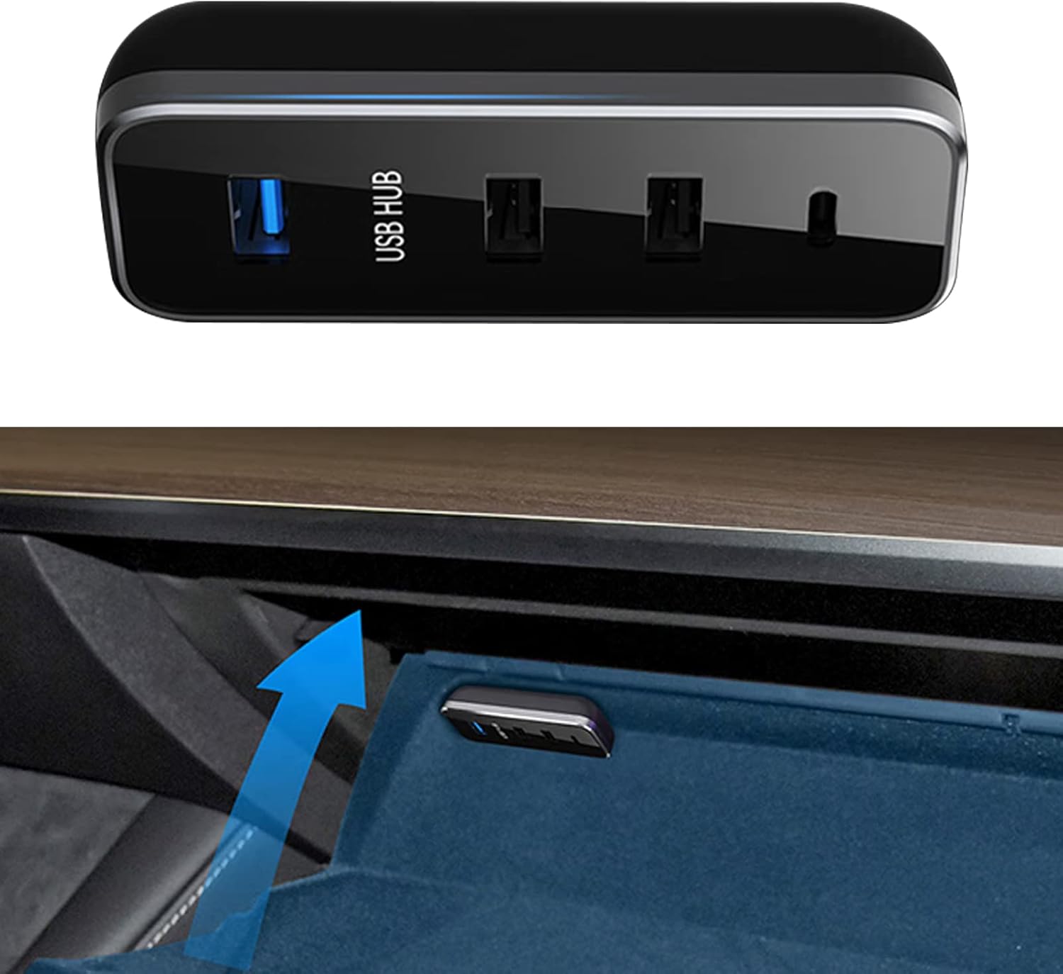 Erivis Glove Box USB Hub Compatible with Tesla Model 3 Model Y Accessories, 4in1