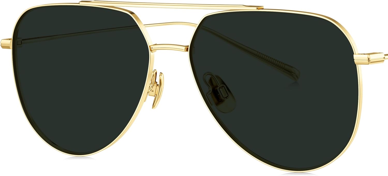 BOLON Ultra Lightweight Full Titanium Classic Aviator Polarized Sunglasses, Exclusive Eyewear Brand of EssilorLuxottica
