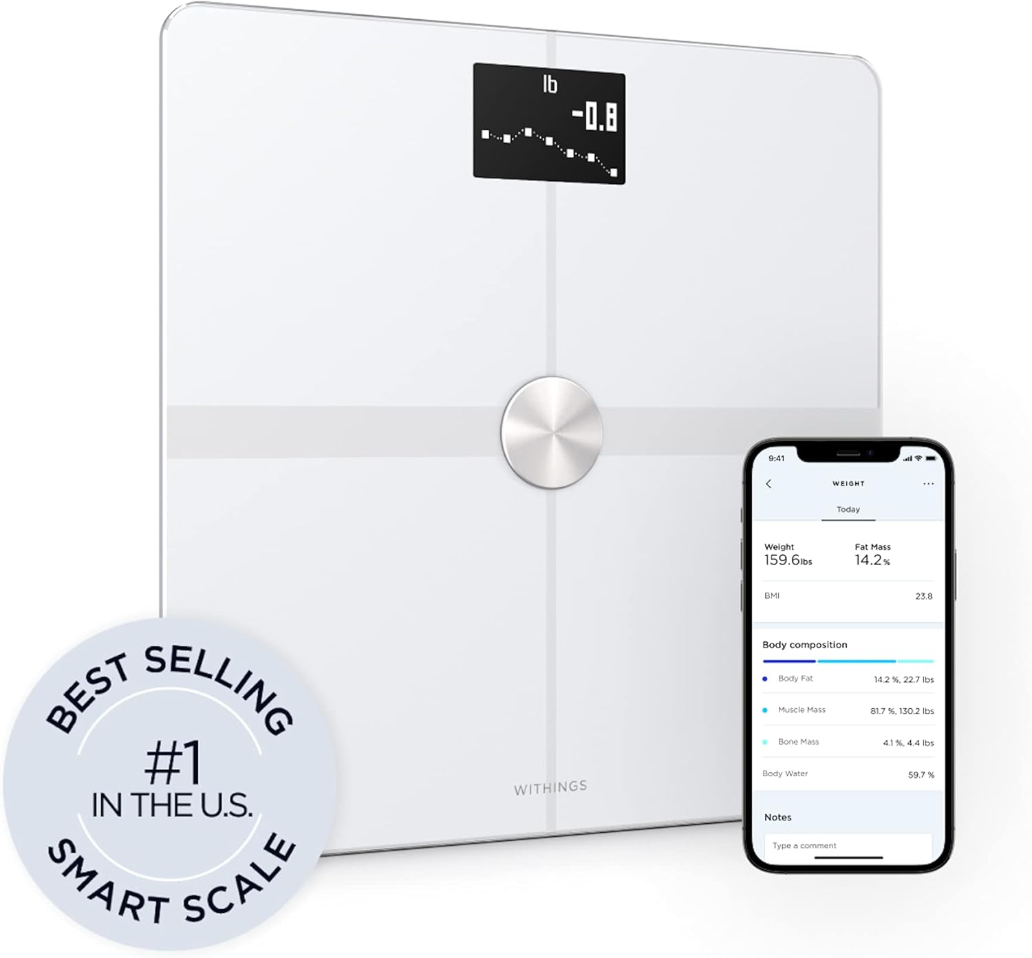 Withings Body+ - Digital Wi-Fi Smart Scale with Automatic Smartphone App Sync, Full Body Composition Including, Body Fat, BMI, Water Percentage, Muscle & Bone Mass, with Pregnancy Tracker & Baby Mode : Everything Else