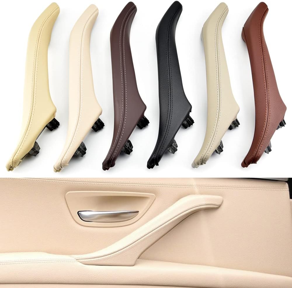 1pc Left Oyster Interior Passenger Door Leather Pull Handle Assembly Compatible with B-MW 5 Series F10 F11 F18 520i 523i 525i 528i 535i 2010-2017