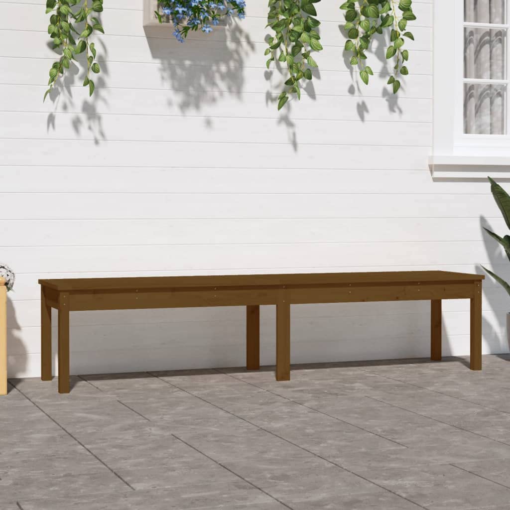 Banco de jardín de 2 plazas de madera maciza de pino marrón 203.5cm