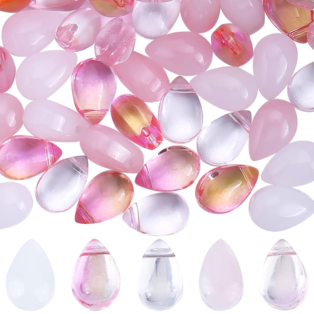Perles de Cristal Tchèque Rose en Vrac Goutte d'Eau pour Pendentif d'Espacement DIY