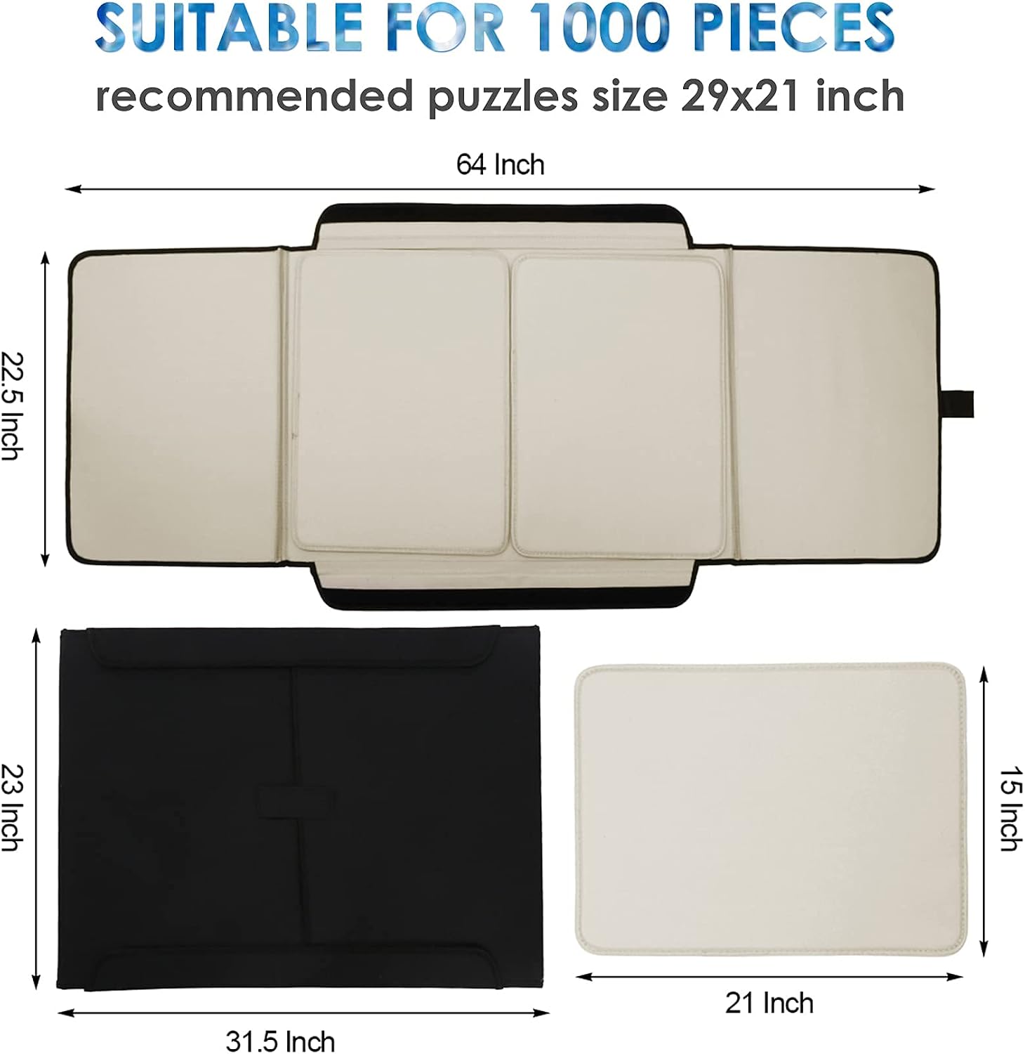Lovinouse 1500 Pieces Jigsaw Puzzle Board with 2 Sorting Tray, Portable Puzzles Storage Case Saver, Non-Slip Surface