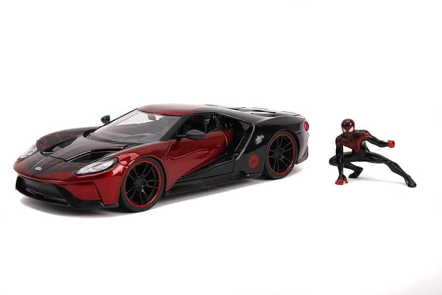ミニカー 1:24 SPIDERMAN MILES MORALES &amp; 2017 FORD Amazon.com: Jada Marvel Miles Morales 2017 Ford GT 1:24