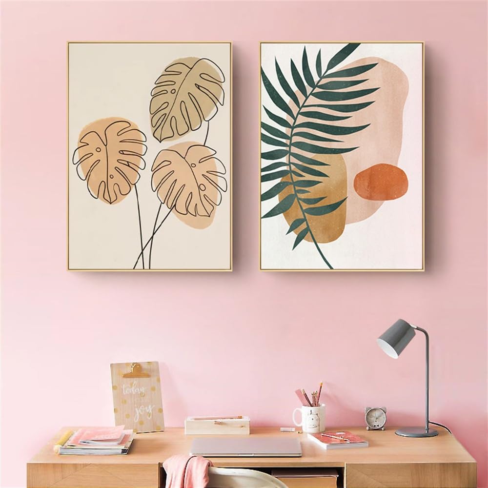 Wuhbcz Multicolored Art Decor,Abstract Canvas Painting Leaves Poster Print Nordic Minimalist Picture For Wall Art Kitchen Home Office Bedroom Decoration-30 * 50Cm*2Pcs (No Frame)