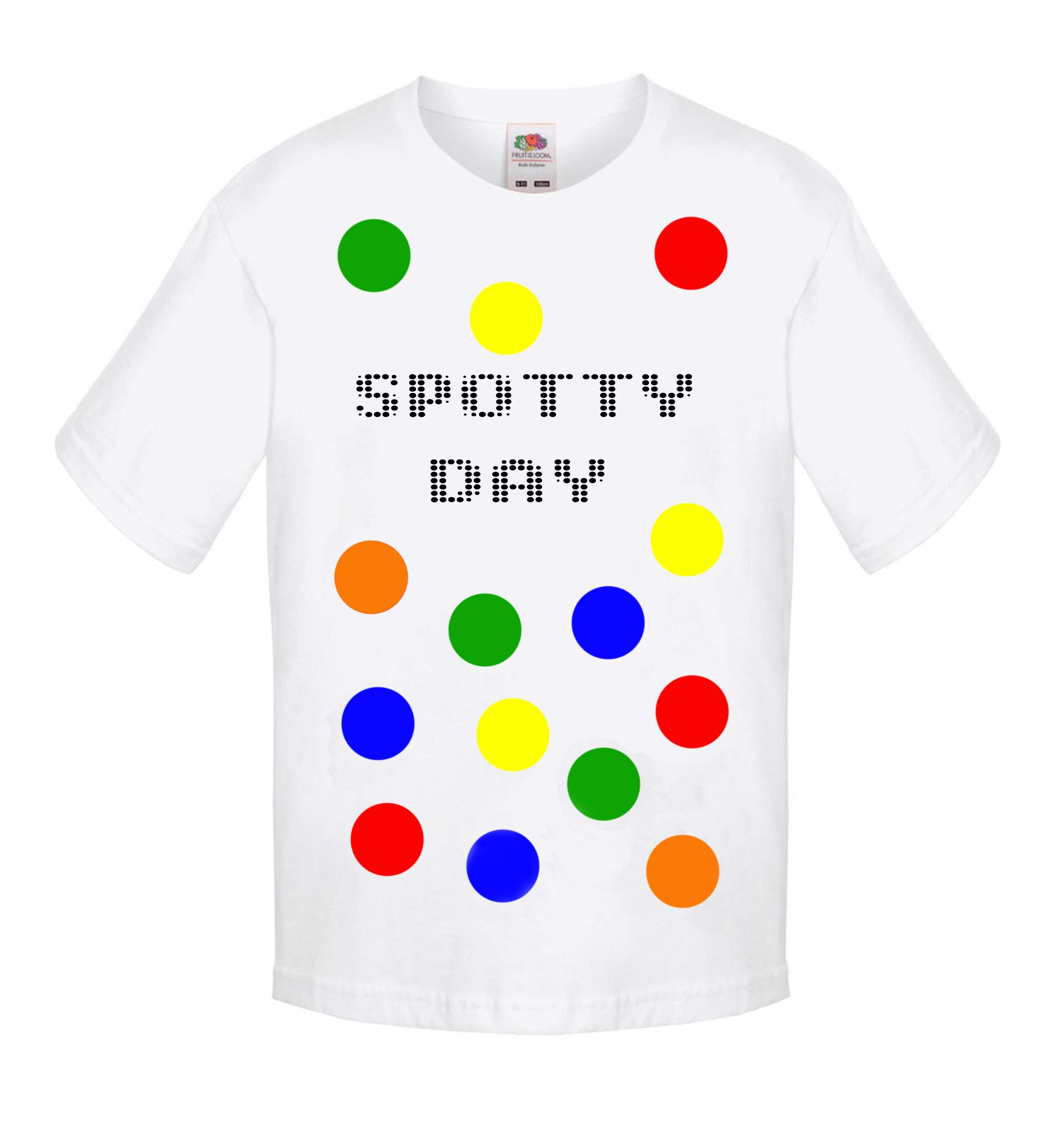Zappatee White Children's Spotty Dotty Spots Day Kids T-Shirt S