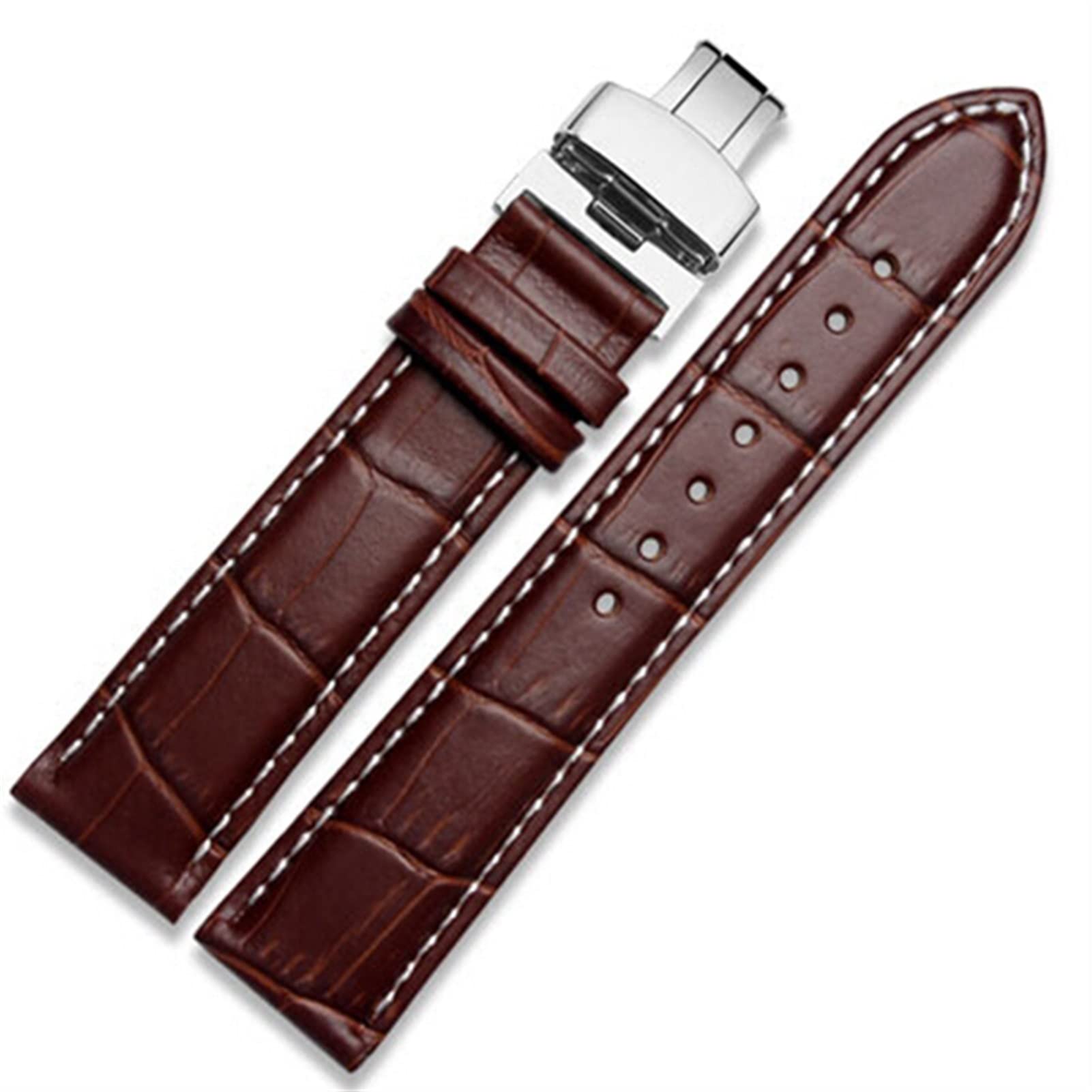 Bande de montre en cuir authentique bracelet montre fermoir papillon SCRUBY - 8