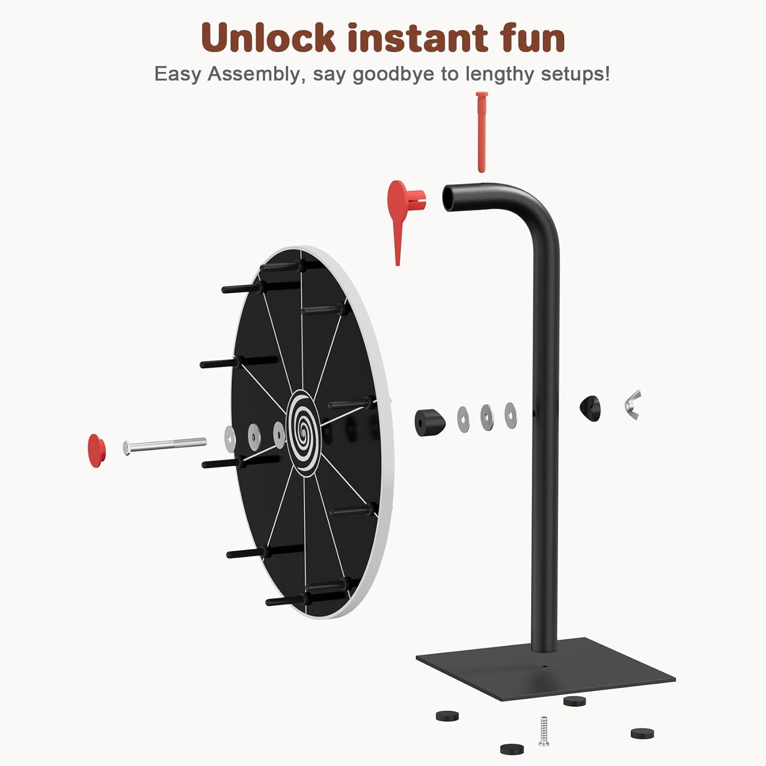 12 Inch 10 Slots Prize Wheel Spinner with Stand, Spinning Wheel for Prizes with Dry Erase Marker & Eraser, Portable Spin Wheel of Fortune Game Roulette Wheel for Home Parties, Carnival, Trade Show
