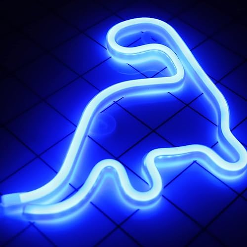 Miniatura 2 de Letreros de neón con forma de dinosaurio, luces LED de neón para decoración de pared, funciona con bateríasUSB, lámpara de barra para el hogar,
