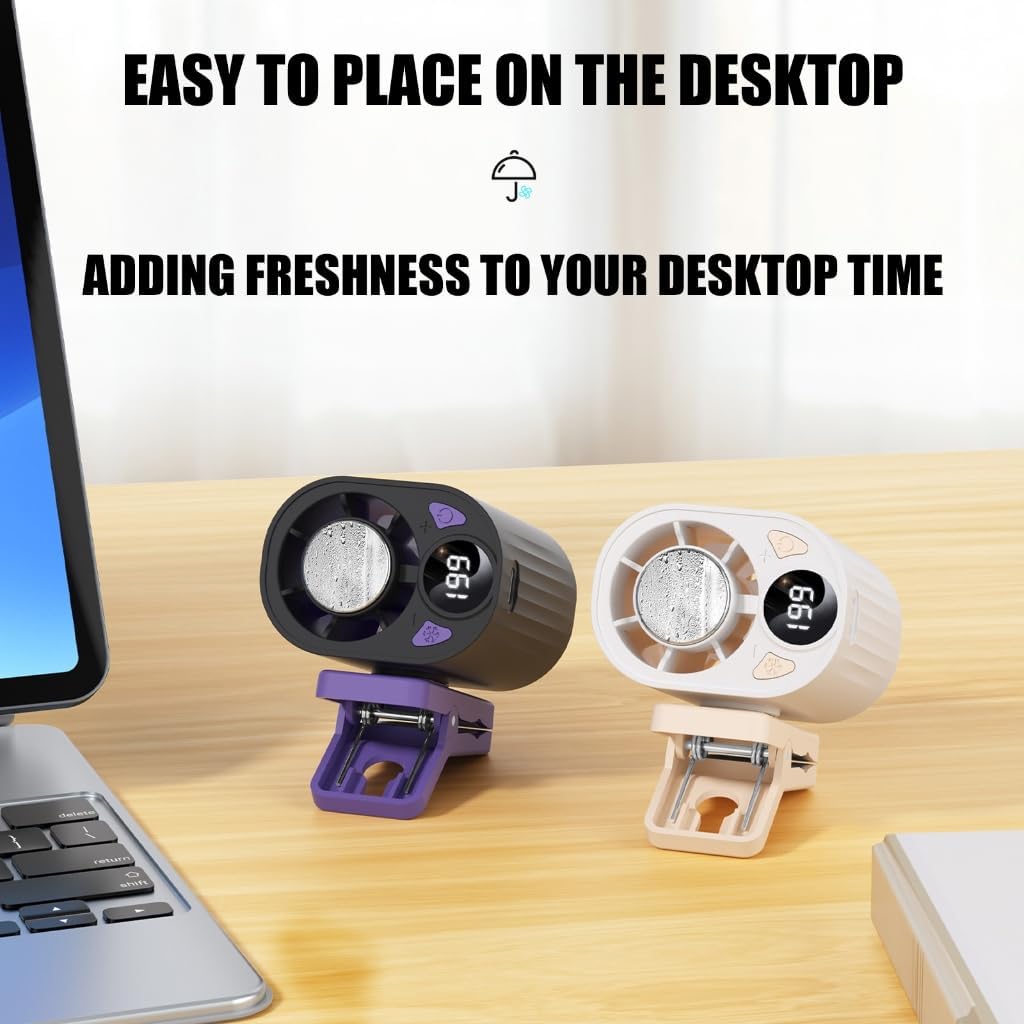 Multifunction Clip on Cooling Fan with Adjustable Speed and USB Rechargeable