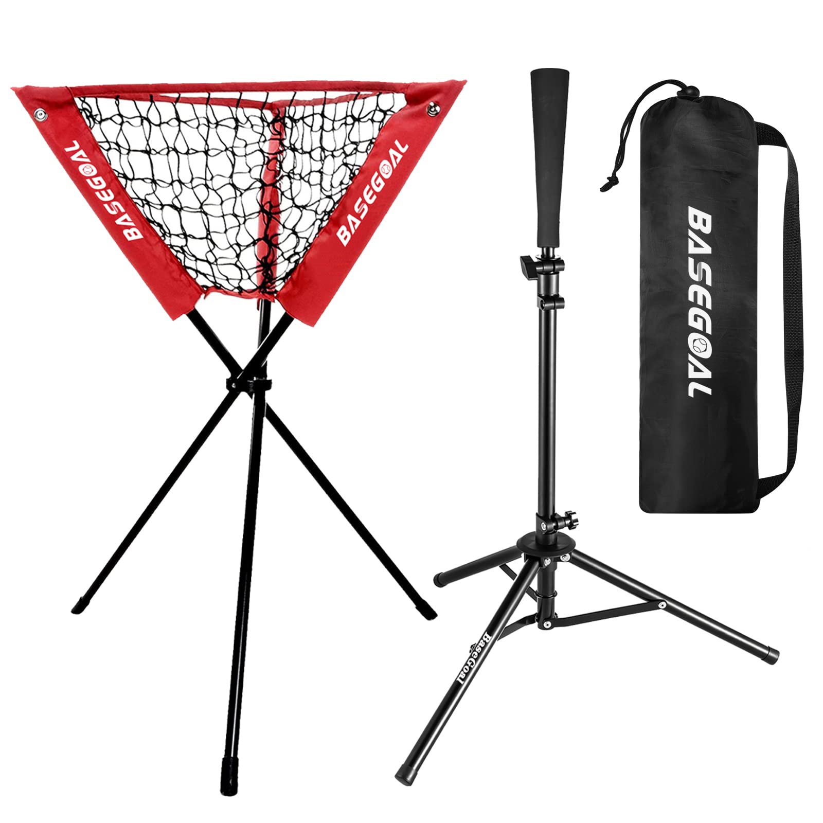 BaseGoal Baseball Caddy,Ball Caddy,Baseball Basket with Batting Tee for Baseball Softball Batting Pitching Practice Training,Portable and Foldable