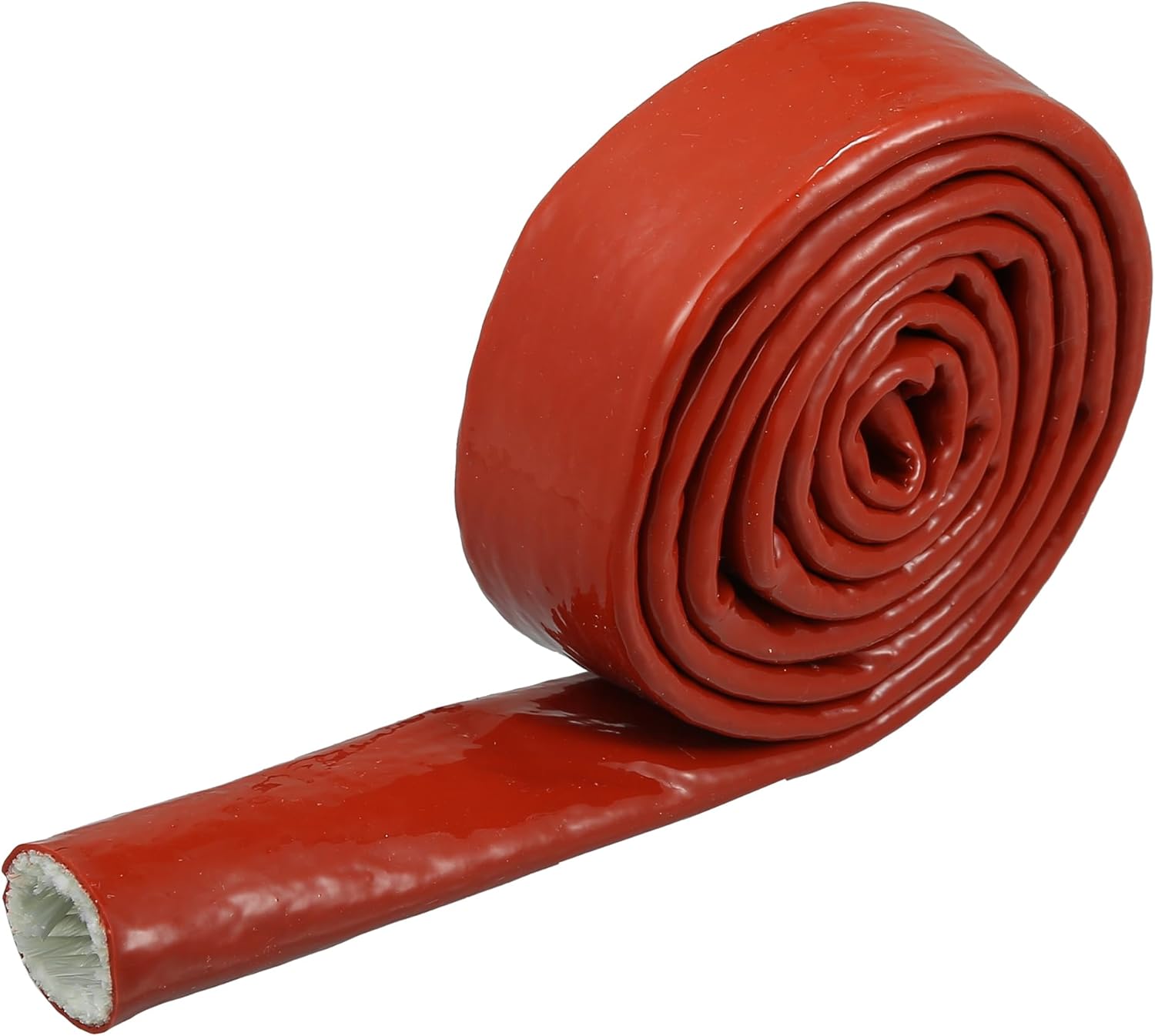 X AUTOHAUX 3/4" ID x 5FT Heat Shielded Fire Sleeve Silicone Coated Fiberglass Tape for Automotive Hose Lines Wires Electrical Wiring Red