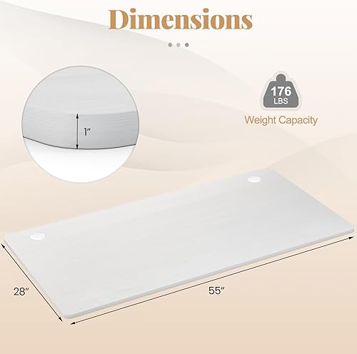 Miniatura 3 de Tangkula Mesa universal de madera, 55 x 28 pulgadas, 1 pieza de escritorio para marco de escritorio estándar y sentado a pie, encimera de oficina
