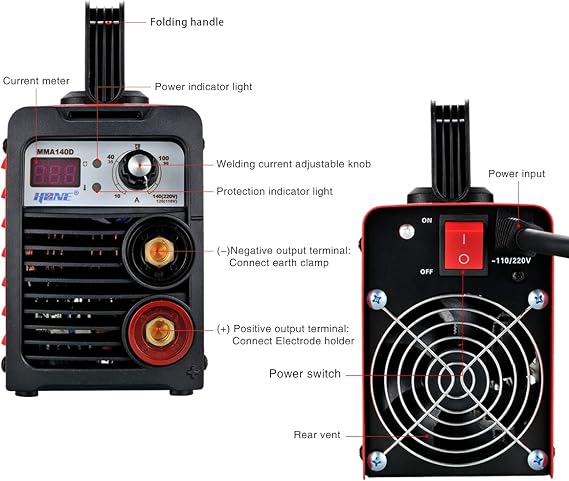 HONE ARC Welder 110V/220V, Actual 140Amp Stick Welder, Digital IGBT Inverter LCD Display Welding Machine with Hot Start Arc Force Anti-Stick, High Efficiency for Welding Rod 1/16-1/8-Inch