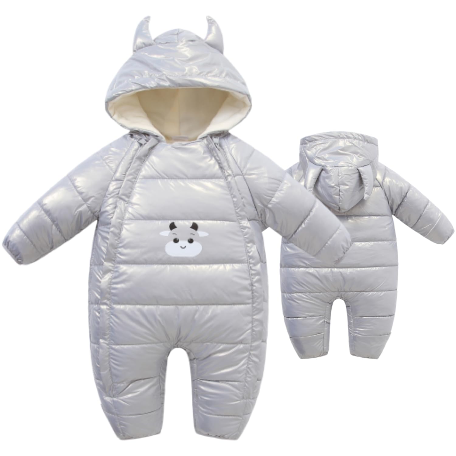 BabymineBaby Thermal Hooded Coat Winter Outfits Waterproof Fabric Snowsuit for 0-18 Months