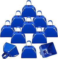 Vista 12 de Therwen Paquete de 12 campanas de metal para hacer ruido de vaca, con asa, de 3 pulgadas, campanas de percusión de mano a granel para eventos