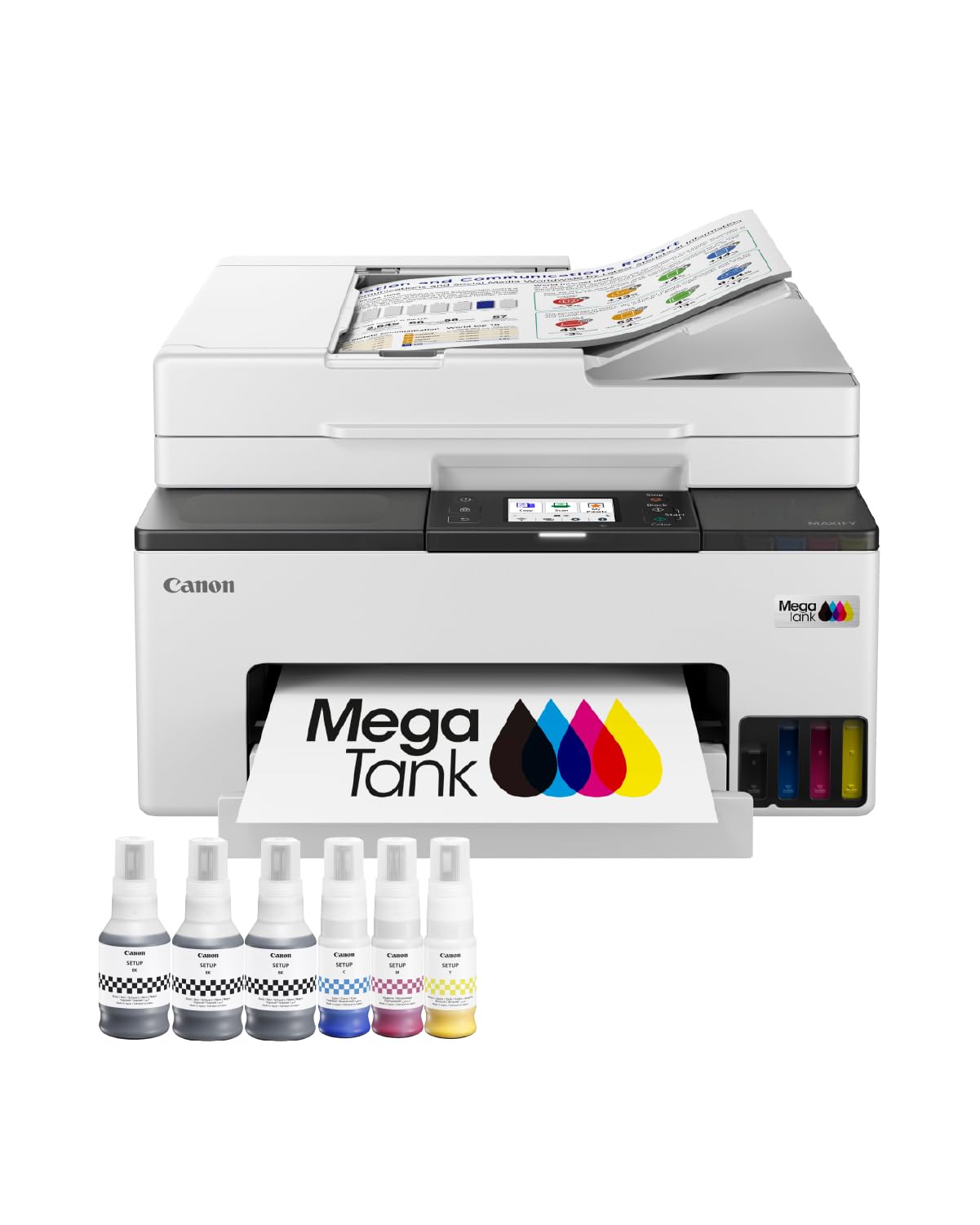 Canon MAXIFY GX2051 – Impresora MegaTank a Color, Copiadora, Escáner y Fax A4 | Hogar y Oficina | Conexión Wi-Fi, Ethernet y USB | Inyección de Tinta | Incluye 6 Botellas de Tinta