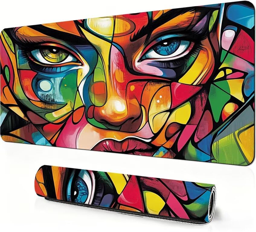 Abstrakcyjna podkładka pod mysz XXL 1200 x 600 x 3mm, podkładka pod mysz damska szeroka podkładka pod mysz do gier, przyszyte krawędzie, antypoślizgowa gumowa podkładka pod mysz, do biura i gier